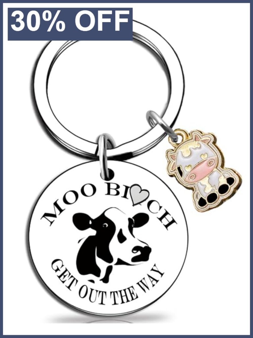 Cow Keychain Cowgirl Gifts Stainless Steel Cute Cow Print Keyring for Women Bag